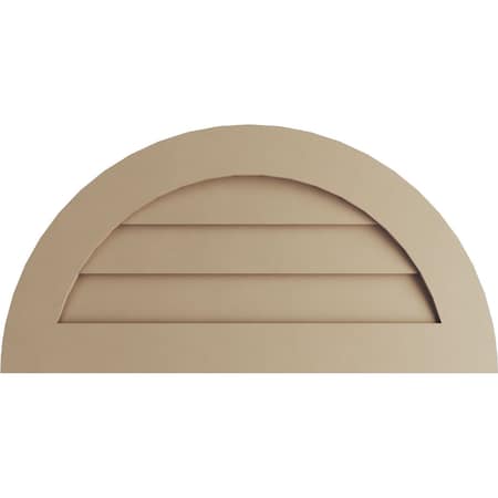 Ekena Millwork Timberthane Rustic Smooth Half Round Faux Wood Non-Functional Gable Vent, Primed Tan, 30"W x 15"H GVURHR30X15DSMPR